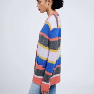 Re/Done | 90s Oversized Cardigan Sweater Medium Multi Stripe Wool Alpaca